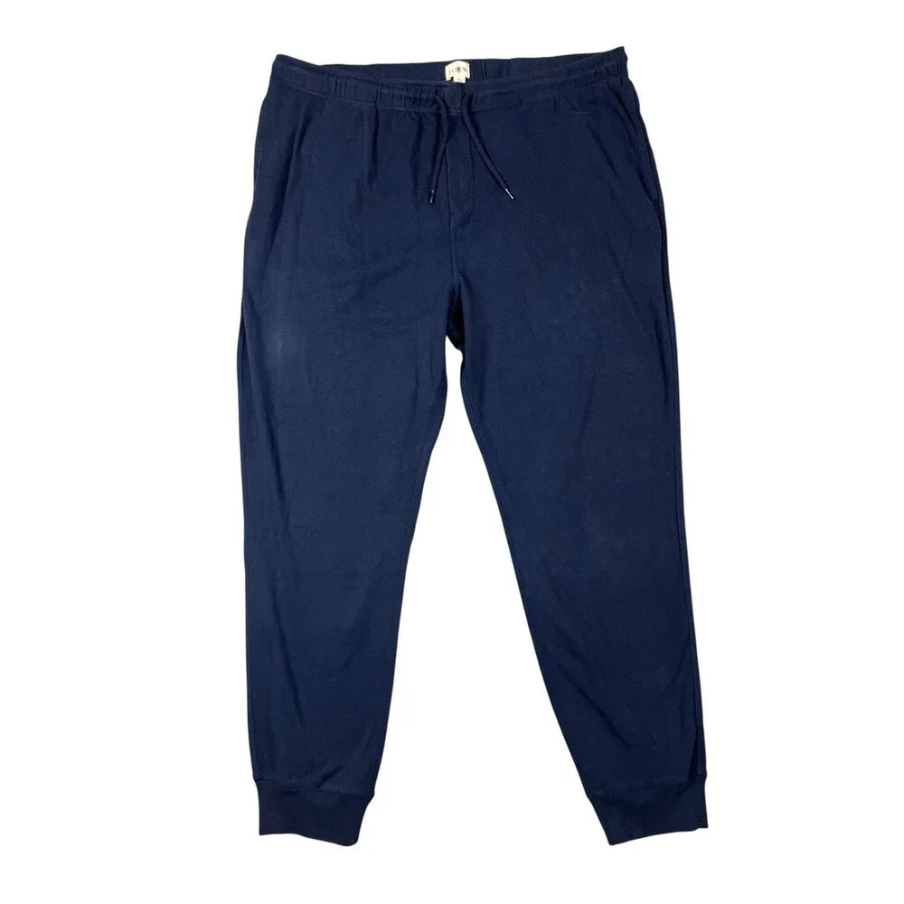 J.Crew Heritage Brushed Rib Knit Jogger Pants Mens XL Navy Cotton Drawstring
